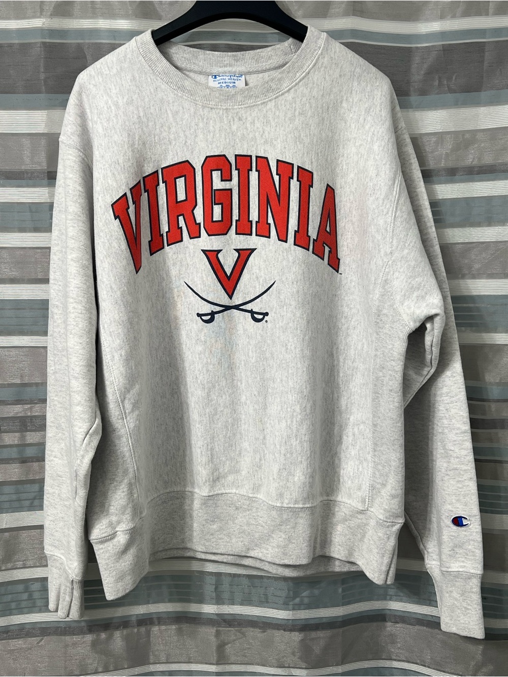 Champion Men’s Virginia Cavaliers Reverse Weave Gray Crewneck Sweatshirt